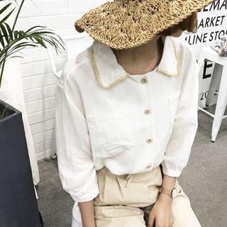 Pocketed 3/4-sleeve Blouse