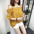 Off-shoulder Chiffon Perforated Top
