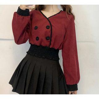 Long-sleeve Double Breasted Corduroy Top