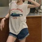 Car Print Tank Top White - One Size