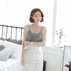 Mock-neck Polka-dot Sheer Top