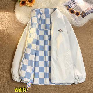 Reversible Checkerboard Zip Jacket