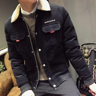 Fleece Collar Corduroy Zip Jacket