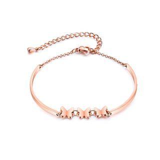 Fashion And Elegant Plated Rose Gold Butterfly 316l Stainless Steel Bracelet Rose Gold - One Size