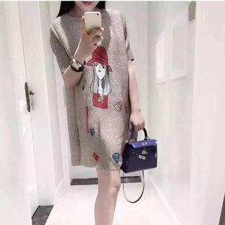 Printed Short Sleeve Dress