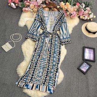 Patterned Open Front Light Jacket
