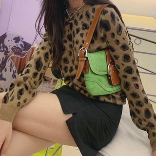 Retro Cute Leopard Print Round-neck Sweater