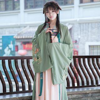 Long-sleeve Embroidered Top / Maxi Tube Dress / Jacket / Scarf / Hanfu Set