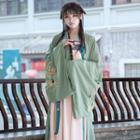 Long-sleeve Embroidered Top / Maxi Tube Dress / Jacket / Scarf / Hanfu Set