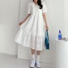 Tiered Eyelet-lace Midi Dress Ivory - One Size