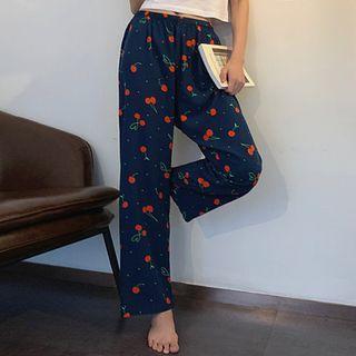 Print Wide-leg Sleep Pants