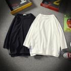 3/4-sleeve Letter Embroidered T-shirt