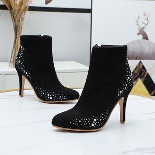 Stiletto Heel Faux Pearl Short Boots