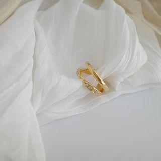 Rhinestone Layered Cuff Earring 1 Pair - Gold - One Size