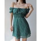 Puff-sleeve Square-neck Sleeveless Dress