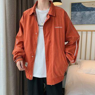 Striped Trim Letter Jacket