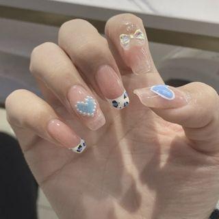 Heart Faux Nail Patch Blue - One Size