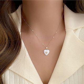 Heart Pendant Necklace Jml4573 - White & Gold - One Size