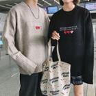Couple Matching Heart Lettering Embroidered Sweater