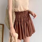 Band-waist Flared Miniskirt Brown - One Size