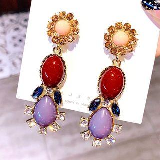 Retro Gemstone Dangle Earring 1 Pair - As Shown In Figure - One Size