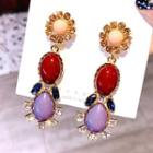 Retro Gemstone Dangle Earring 1 Pair - As Shown In Figure - One Size