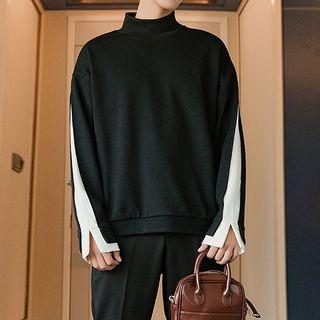 Mock-neck Paneled Sweatshirt