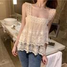 Wide-strap Lace Layered Top