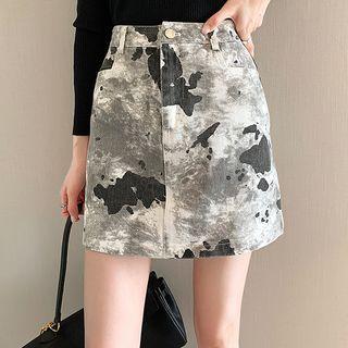 Tie Dye Denim Mini Skirt