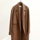 Herringbone Woolen Wrap Coat Brown - One Size