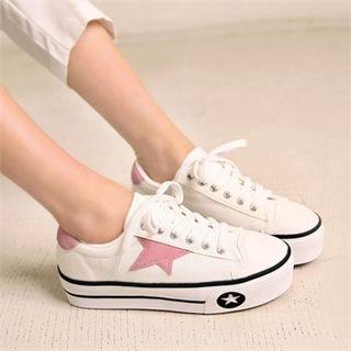 Star-appliqu  Platform Lace-up Sneakers