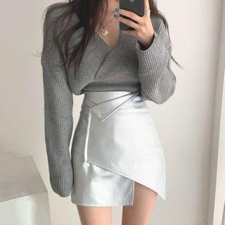 Faux Leather Mini Skirt / Sweater