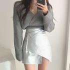 Faux Leather Mini Skirt / Sweater