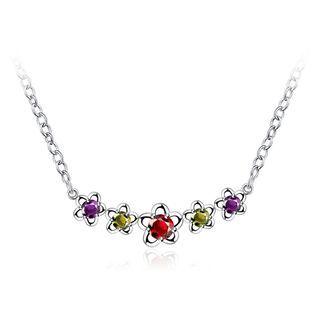 Fashion Elegant Flower Necklace With Cubic Zircon And Necklace Silver - One Size