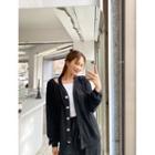Slit-shoulder Faux-pearl Cardigan