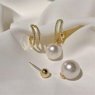 Faux Pearl Ear Jacket 1 Pair - Gold & Off-white - One Size