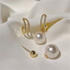 Faux Pearl Ear Jacket 1 Pair - Gold & Off-white - One Size