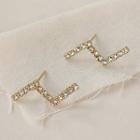 Lightning Rhinestone Earring A-707 - 1 Pair - Gold - One Size