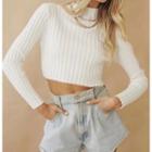 Long Sleeve Ribbed-knit Crop Sweater