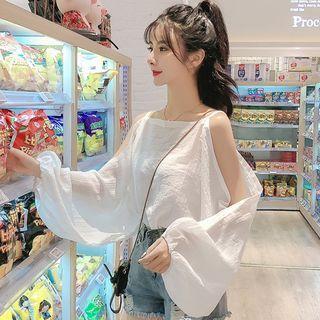 Long-sleeve Cut Out Plain Top