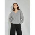 Drop-shoulder Cashmere Blend Knit Top Gray - One Size