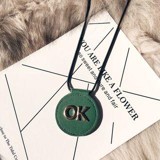 Faux Leather Disc Long Necklace