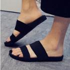 Plain Elastic Flat Slide Sandals