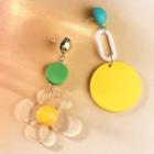 Flower Geometric Acrylic Asymmetrical Dangle Earring