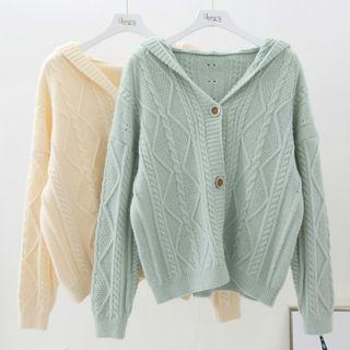 Long-sleeve V-neck Hooded Cardigan