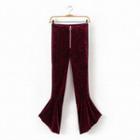Velvet Zip-up Boot-cut Pants