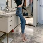 High-waist Lace-up Jeans