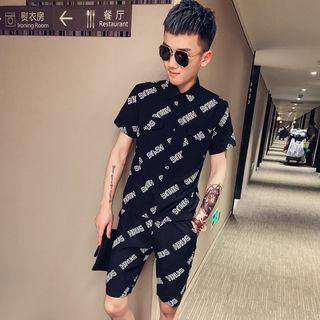 Set: Short-sleeve Lettering Shirt + Lettering Shorts