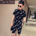 Set: Short-sleeve Lettering Shirt + Lettering Shorts