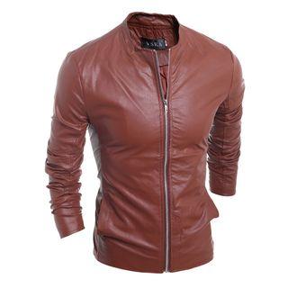 Faux Leather Racing Biker Jacket